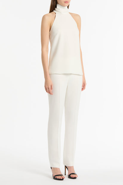 WHITE CREPE CLASSIC SLIM PANT
