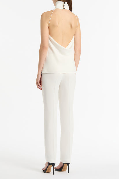 WHITE CREPE CLASSIC SLIM PANT