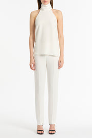 WHITE CREPE CLASSIC SLIM PANT