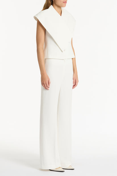 WHITE CREPE LOW WAIST PANT
