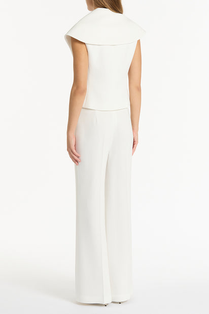 WHITE CREPE LOW WAIST PANT