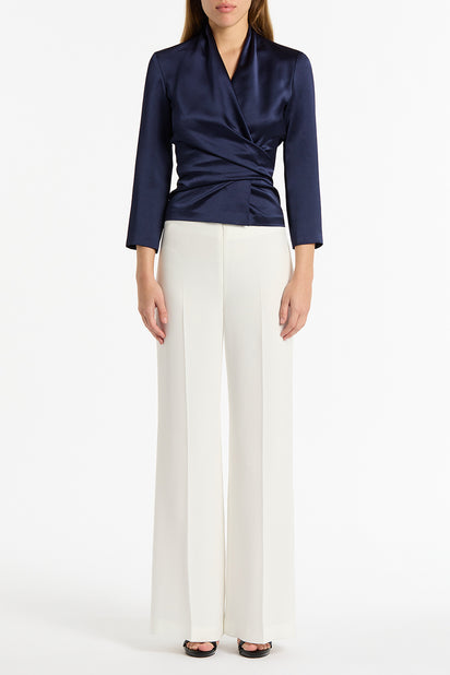 WHITE CREPE LOW WAIST PANT