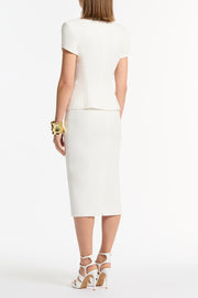 WHITE CREPE MIDI PENCIL SKIRT