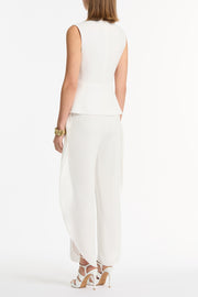 WHITE CREPE PETAL PANT