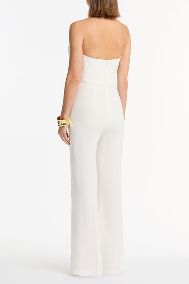 WHITE CREPE SCULPTURAL JUMPSUIT