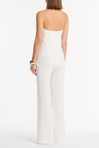 WHITE CREPE SCULPTURAL JUMPSUIT