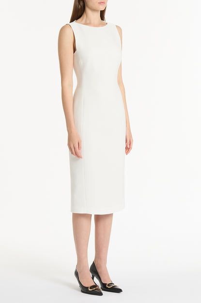 WHITE CREPE SHEATH DRESS