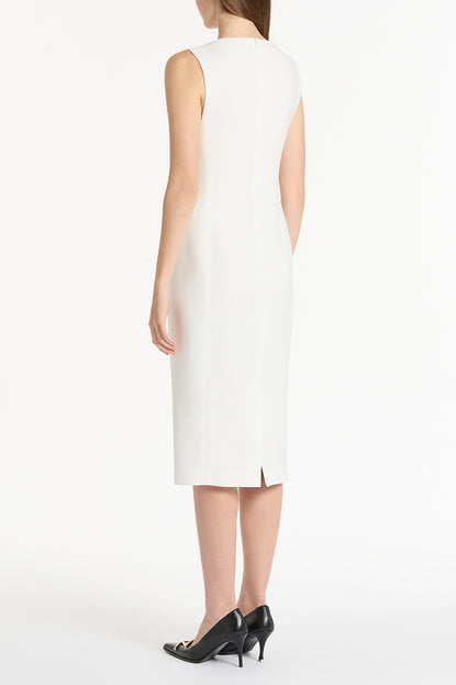WHITE CREPE SHEATH DRESS