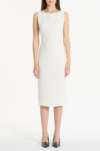 WHITE CREPE SHEATH DRESS