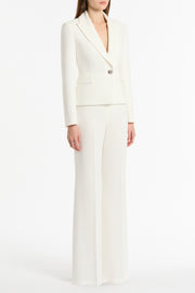 WHITE CREPE SINGLE BREASTED JACKET