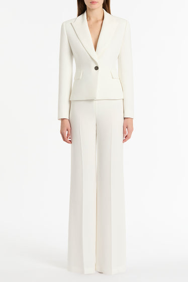 WHITE CREPE SINGLE BREASTED JACKET