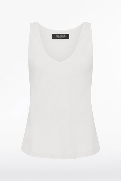 WHITE GEORGETTE SCOOP NECK CAMI