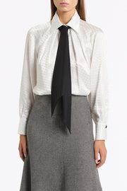 WHITE JACQUARD SPOT CONTRAST SCARF TOP