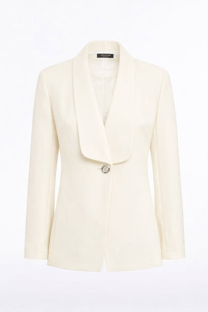 IVORY CREPE SHAWL COLLAR JACKET