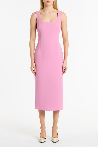 ZINNIA CREPE SQUARE NECK MIDI DRESS