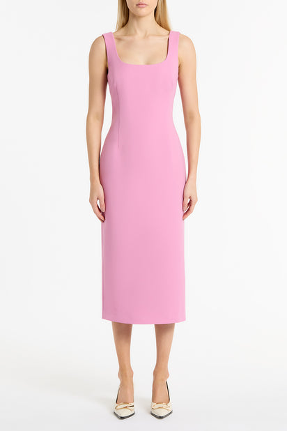 ZINNIA CREPE SQUARE NECK MIDI DRESS
