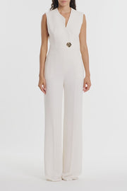 IVORY CREPE SCALLOPED JUMPSUIT