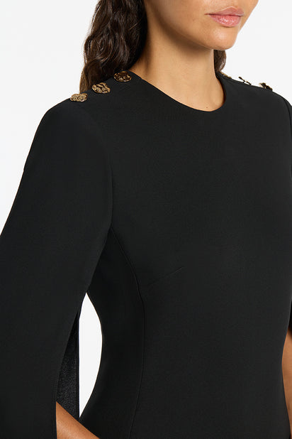 BLACK CREPE LOVERO MIDI DRESS