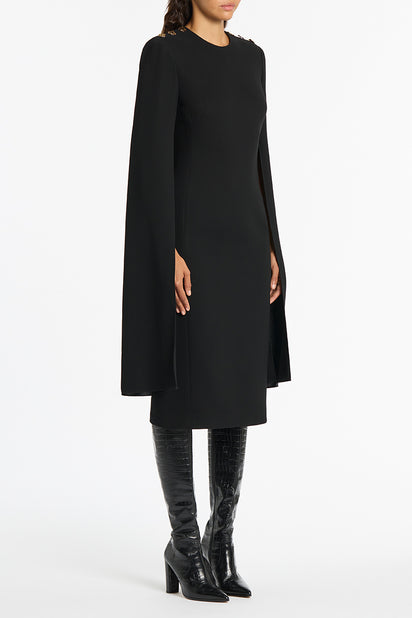 BLACK CREPE LOVERO MIDI DRESS