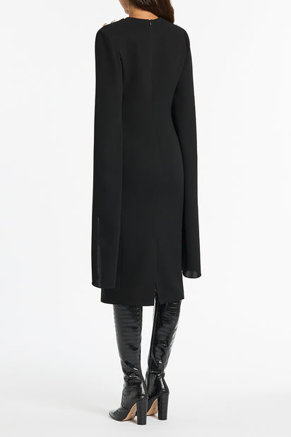 BLACK CREPE LOVERO MIDI DRESS