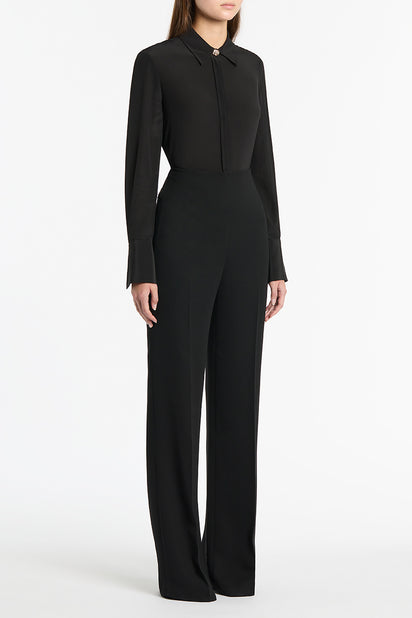 BLACK CREPE WIDE CLASSIC PANT