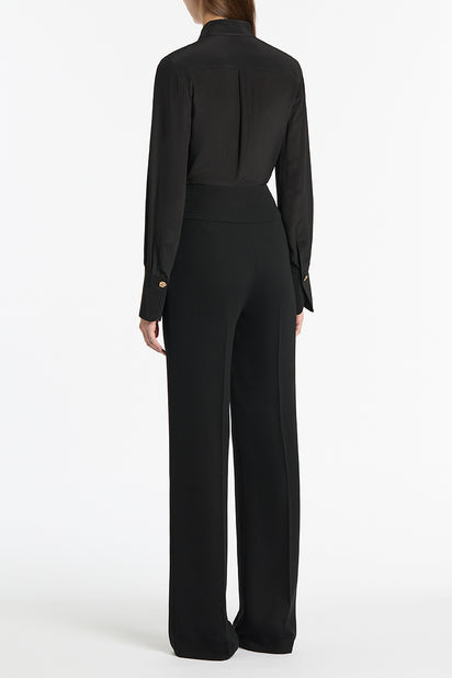 BLACK CREPE WIDE CLASSIC PANT