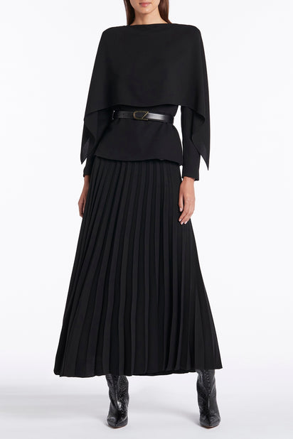 BLACK LEATHER CZ LOGO BELT