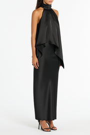 BLACK SATIN BIAS SKIRT