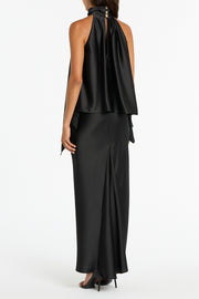 BLACK SATIN BIAS SKIRT