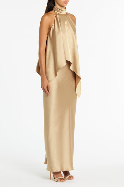 CHAMPAGNE SATIN BIAS SKIRT