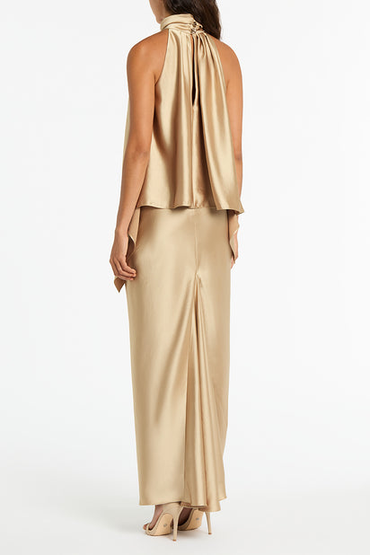 CHAMPAGNE SATIN BIAS SKIRT