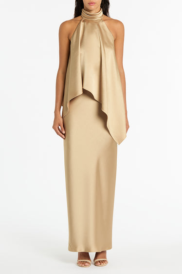 CHAMPAGNE SATIN BIAS SKIRT