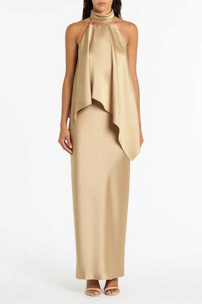 CHAMPAGNE SATIN BIAS SKIRT