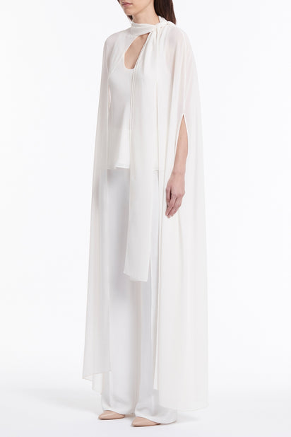 WHITE CREPE WIDE WAISTED PANT