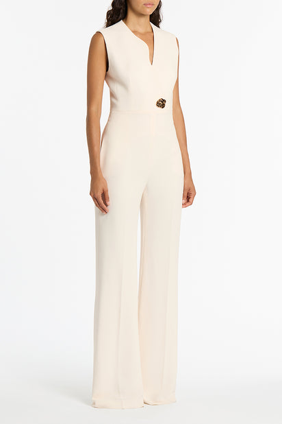 IVORY CREPE SCALLOPED JUMPSUIT
