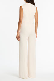 IVORY CREPE SCALLOPED JUMPSUIT