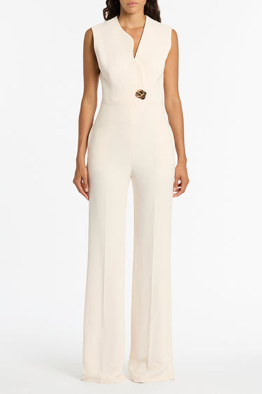 IVORY CREPE SCALLOPED JUMPSUIT