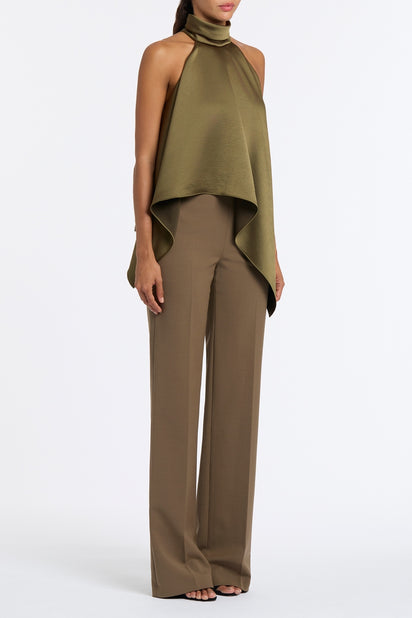 IVY SATIN DRAPED HALTER TOP