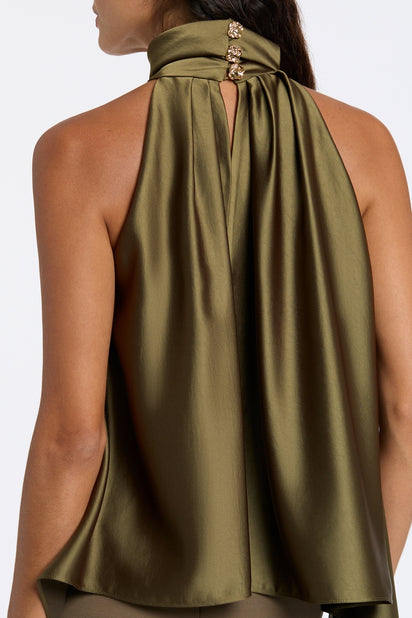 IVY SATIN DRAPED HALTER TOP