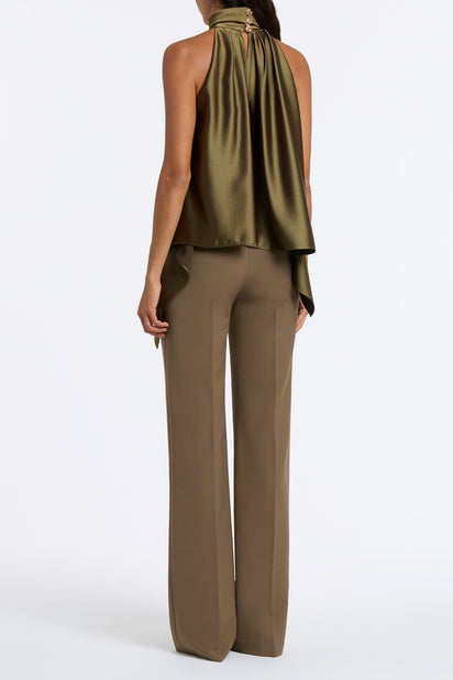 IVY SATIN DRAPED HALTER TOP