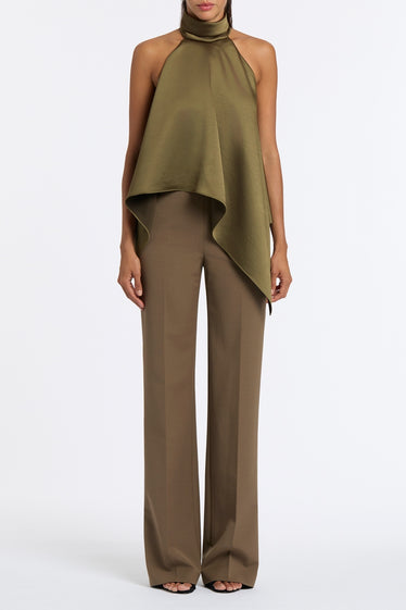 IVY SATIN DRAPED HALTER TOP