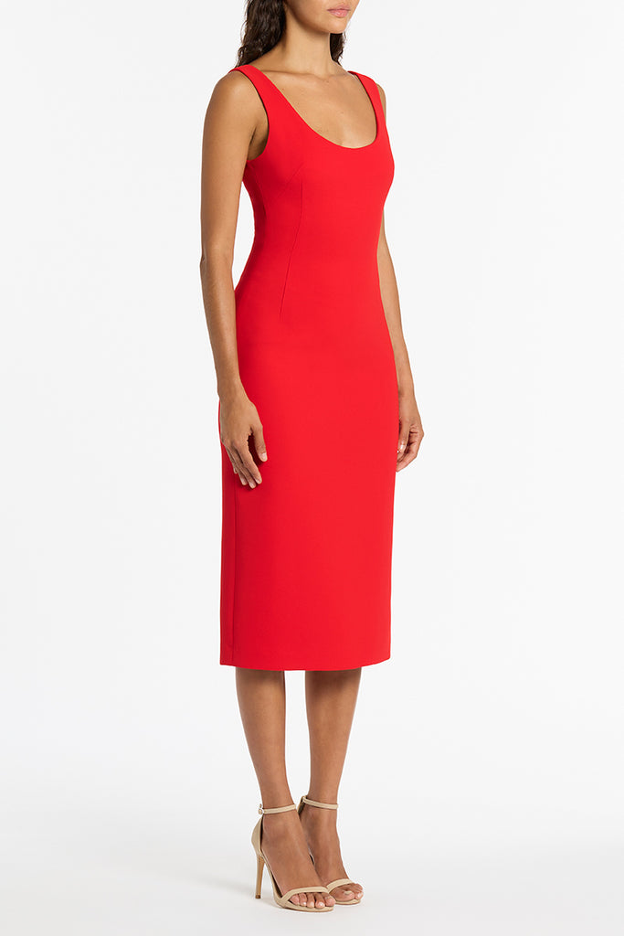 RED CREPE SCOOP NECK DRESS Carla Zampatti