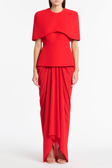 RED GEORGETTE WATERFALL SKIRT