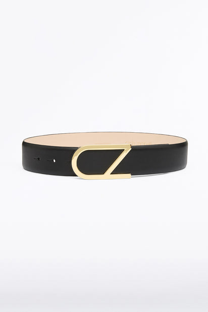 BLACK CZ LOGO CLASSIC WIDE BELT