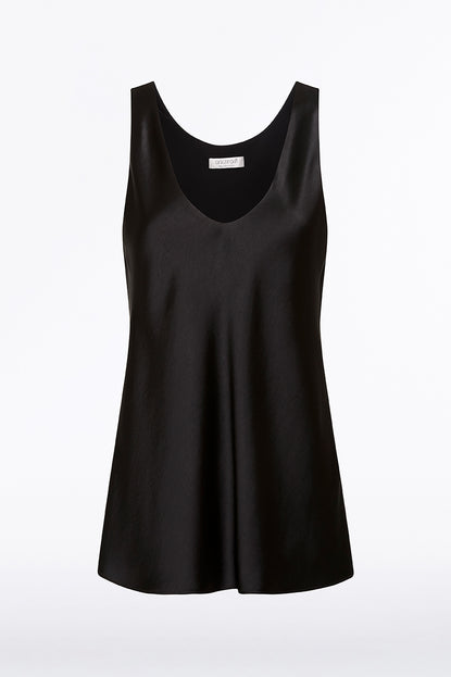 black satin tank top