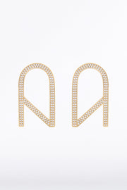 CZ LOGO PAVE EARRINGS LARGE