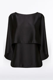 BLACK SATIN CAPE TOP