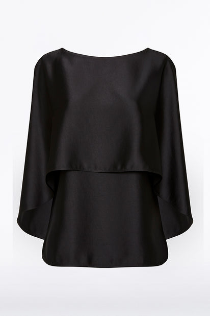 BLACK SATIN CAPE TOP