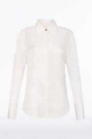 WHITE SILK TWILL RELAXED SHIRT