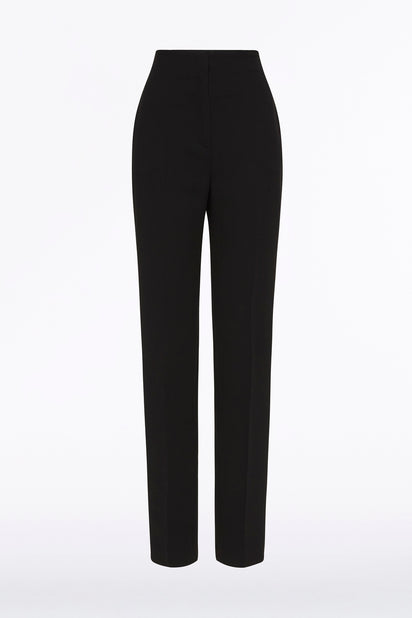 BLACK CREPE SLIM FLY-FRONT PANT